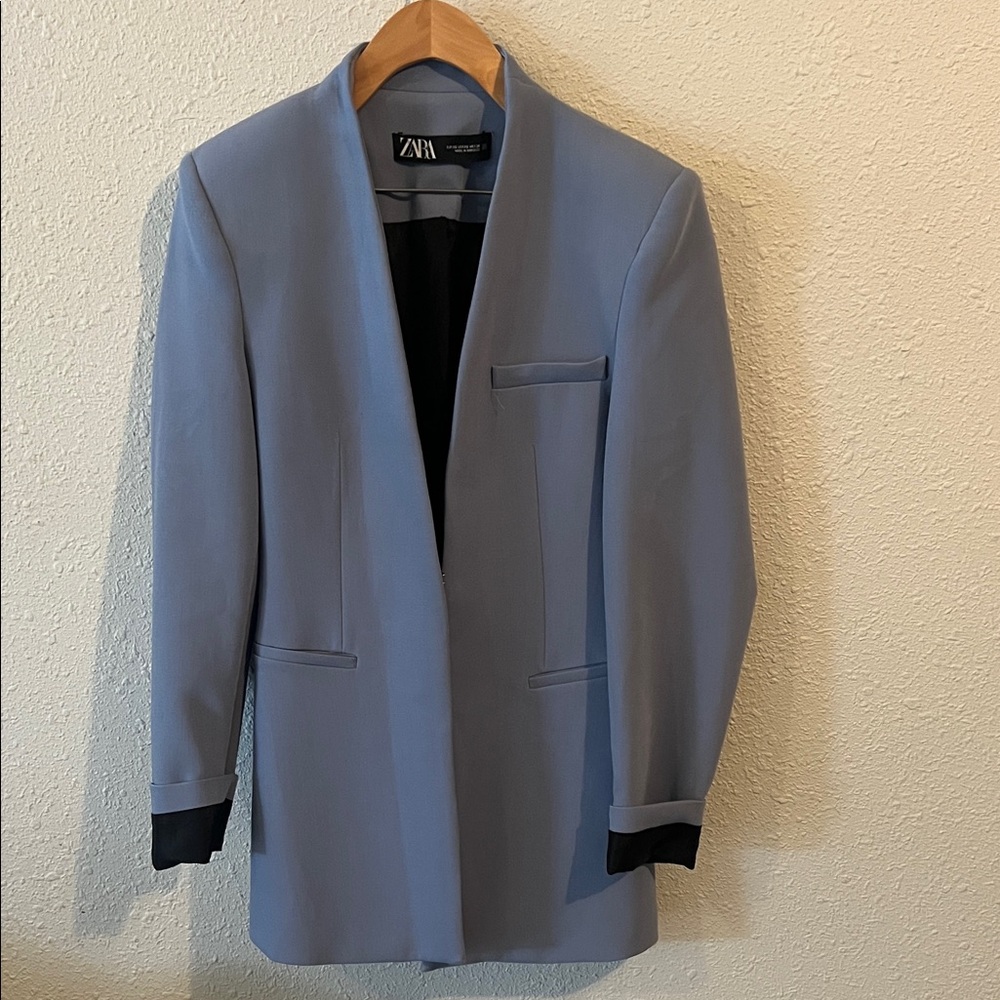 Zara Sky Blue Open Blazer